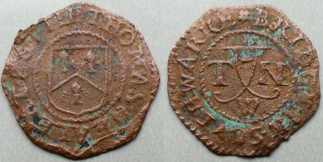 Battle Bridge, Thomas Neale halfpenny Battle Bridge, Thomas Neale halfpenny